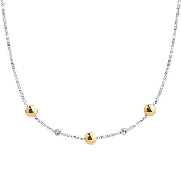COLLANA DONNA IN ACCIAIO CON ELEMENTI IN ACCIAIO IP GOLD E CRISTALLI BIANCHI