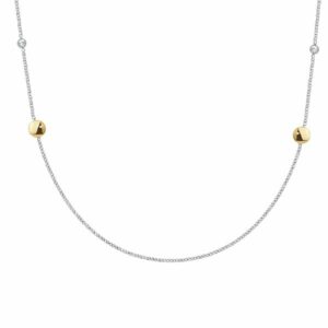 COLLANA DONNA IN ACCIAIO CON ELEMENTI IN ACCIAIO IP GOLD E CRISTALLI BIANCHI