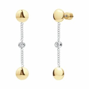 ORECCHINI DONNA IN ACCIAIO CON ELEMENTI IN ACCIAIO IP GOLD E CRISTALLI BIANCHI
