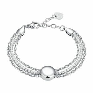 BRACCIALE DONNA TENNIS IN ACCIAIO CON ELEMENTO CENTRALE IN ACCIAIO E CRISTALLI