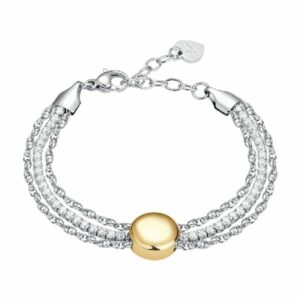 BRACCIALE DONNA TENNIS IN ACCIAIO CON ELEMENTO CENTRALE IN ACCIAIO IP GOLD