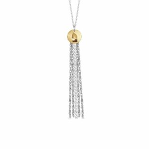 COLLANA DONNA IN ACCIAIO CON ELEMENTO IN ACCIAIO IP GOLD E CRISTALLI BIANCHI
