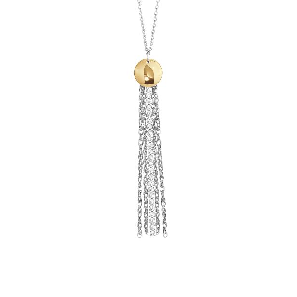 COLLANA DONNA IN ACCIAIO CON ELEMENTO IN ACCIAIO IP GOLD E CRISTALLI BIANCHI