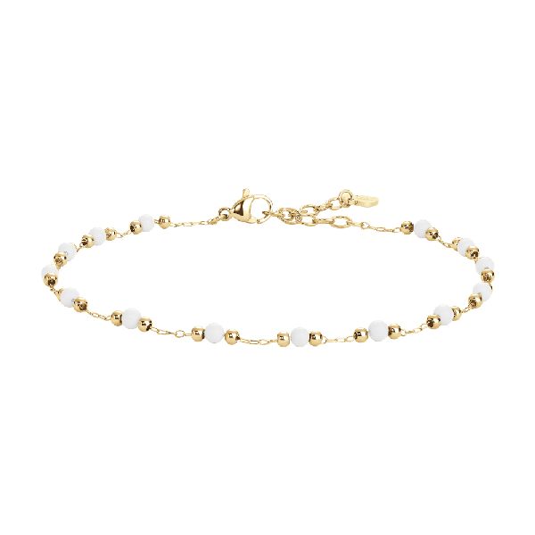 CAVIGLIERA DONNA IN ACCIAIO IP GOLD CON PERLE BIANCHE