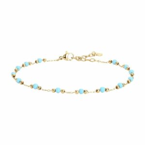 CAVIGLIERA DONNA IN ACCIAIO IP GOLD CON PIETRE TURCHESI