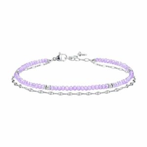 CAVIGLIERA DONNA IN ACCIAIO CON CRISTALLI VIOLA