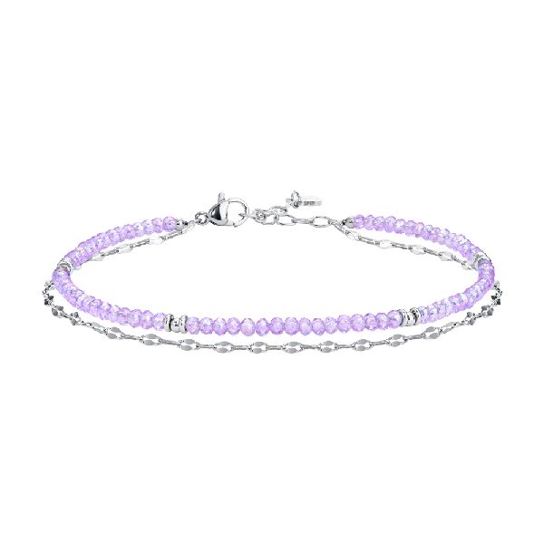 CAVIGLIERA DONNA IN ACCIAIO CON CRISTALLI VIOLA
