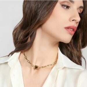 Collana catena Joya cristallo giallo