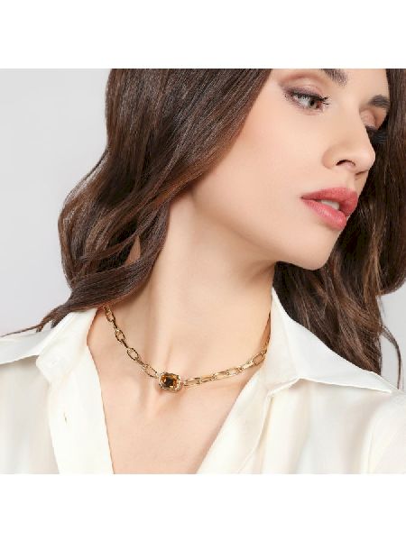 Collana catena Joya cristallo giallo