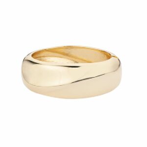 Bracciale fascia con piega diagonale in brass liscio e dorato con chiusura a scatto