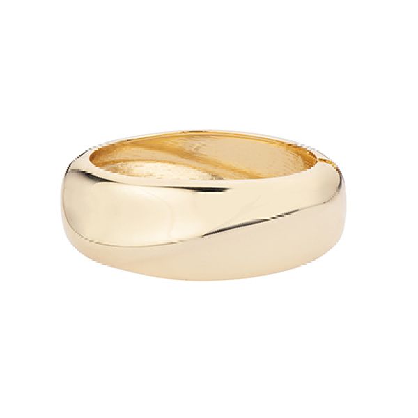 Bracciale fascia con piega diagonale in brass liscio e dorato con chiusura a scatto