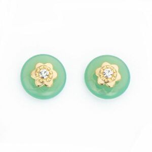 Orecchini top a bottone in brass dorato e cristallo jelly apple con punto luce centrale in zircone
clear