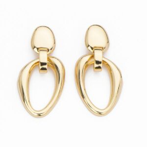 Orecchini top e pendente ad ovaloidi bombati in brass liscio e dorato