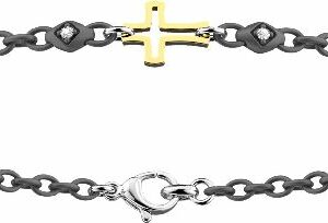 BRACCIALE Oro Giallo+TITANIO+Diamante Bianco CM 20,80