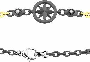 BRACCIALE Oro Giallo+TITANIO+Diamante Bianco CM 20,80