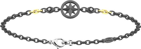 BRACCIALE Oro Giallo+TITANIO+Diamante Bianco CM 20,80
