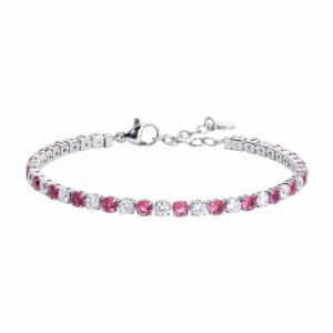 BRACCIALE TENNIS DONNA CRISTALLI ROSSI E BIANCHI
