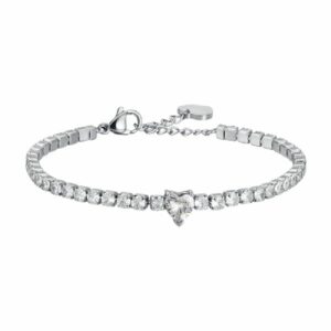 BRACCIALE DONNA IN ACCIAIO CON CRISTALLI BIANCHI E CUORE CRISTALLO