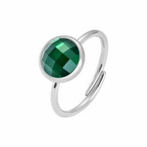 ANELLO DONNA IN ACCIAIO CON ZIRCONE VERDE