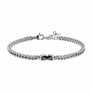 BRACCIALE UOMO IN ACCIAIO CON ELEMENTO CENTRALE IN CERAMICA NERA