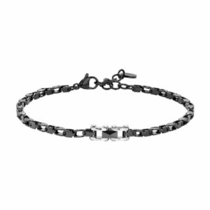 BRACCIALE UOMO IN ACCIAIO IP NERO CON ELEMENTO CENTRALE IN CERAMICA NERA