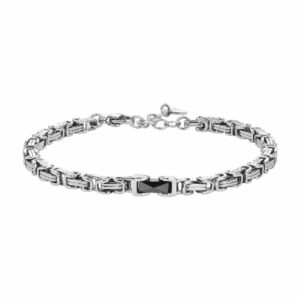 BRACCIALE UOMO IN ACCIAIO CON ELEMENTO CENTRALE IN CERAMICA NERA