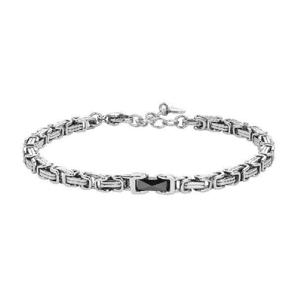 BRACCIALE UOMO IN ACCIAIO CON ELEMENTO CENTRALE IN CERAMICA NERA