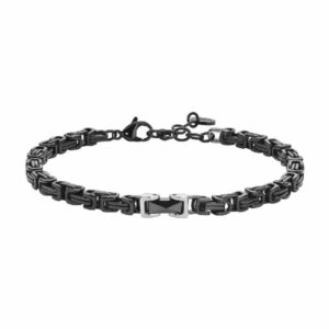 BRACCIALE UOMO IN ACCIAIO IP NERO CON ELEMENTO CENTRALE IN CERAMICA NERA