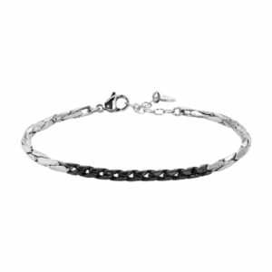 BRACCIALE UOMO IN ACCIAIO CON ELEMENTI CENTRALI IP NERO