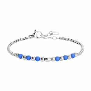 BRACCIALE BAMBINO IN ACCIAIO CON SFERE E PIETRE LAPIS BLU