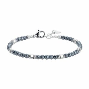 BRACCIALE BAMBINO IN ACCIAIO CON EMATITE GRIGIA ED ELEMENTI IN ACCIAIO