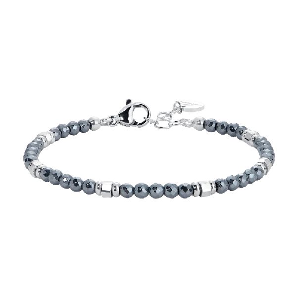 BRACCIALE BAMBINO IN ACCIAIO CON EMATITE GRIGIA ED ELEMENTI IN ACCIAIO