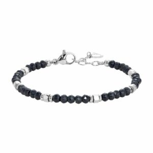 BRACCIALE BAMBINO IN ACCIAIO CON EMATITE NERA ED ELEMENTI IN ACCIAIO