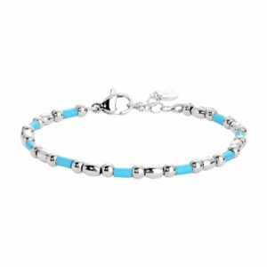 BRACCIALE BAMBINO IN ACCIAIO CON SFERE ED ELEMENTI TURCHESI