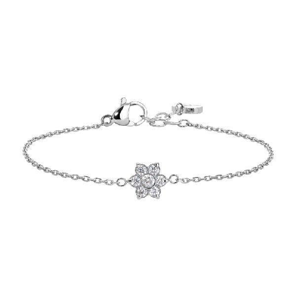 BRACCIALE BAMBINA IN ACCIAIO CON FIORE CON ZIRCONI BIANCHI