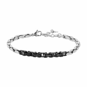 BRACCIALE UOMO IN ACCIAIO CON ELEMENTI CENTRALI IN IP NERO