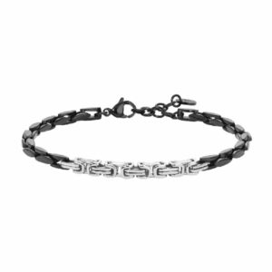 BRACCIALE UOMO IN ACCIAIO IP NERO CON ELEMENTI IN ACCIAIO
