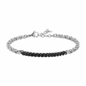 BRACCIALE UOMO IN ACCIAIO CON ELEMENTI CENTRALI IN IP NERO