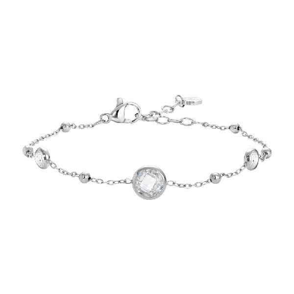 BRACCIALE DONNA IN ACCIAIO CON ZIRCONI BIANCHI