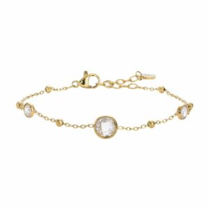 BRACCIALE DONNA IN ACCIAIO IP GOLD CON ZIRCONI BIANCHI
