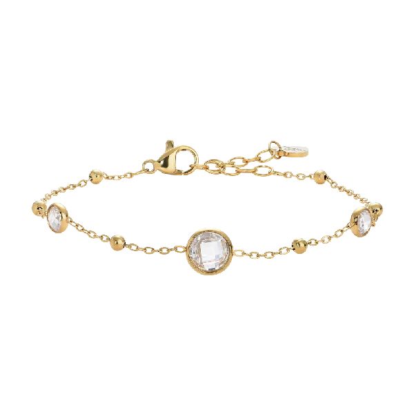 BRACCIALE DONNA IN ACCIAIO IP GOLD CON ZIRCONI BIANCHI