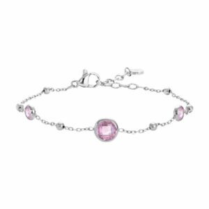 BRACCIALE DONNA IN ACCIAIO CON ZIRCONI ROSA