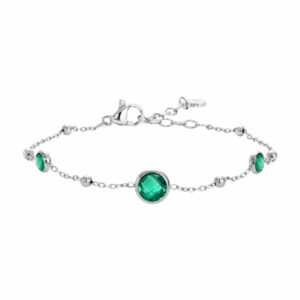 BRACCIALE DONNA IN ACCIAIO CON ZIRCONI VERDI