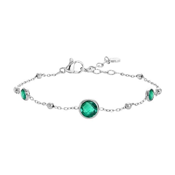 BRACCIALE DONNA IN ACCIAIO CON ZIRCONI VERDI