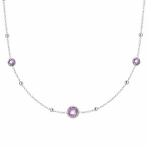 COLLANA DONNA IN ACCIAIO CON ZIRONI ROSA