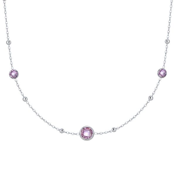 COLLANA DONNA IN ACCIAIO CON ZIRONI ROSA