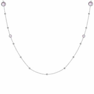 COLLANA DONNA IN ACCIAIO CON ZIRCONI ROSA