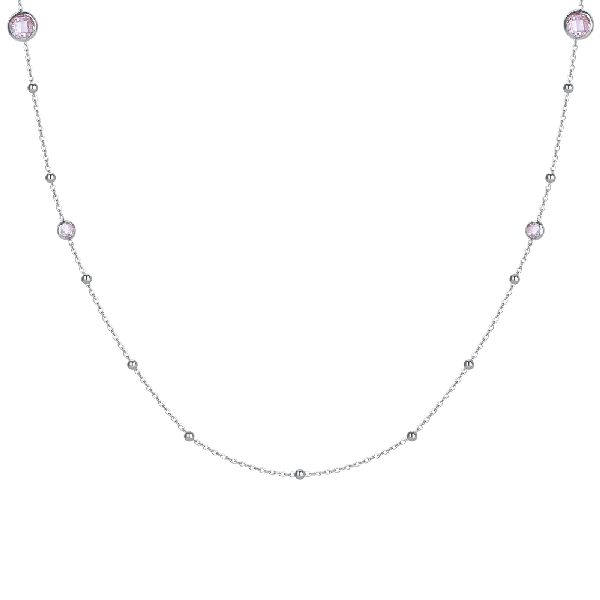 COLLANA DONNA IN ACCIAIO CON ZIRCONI ROSA