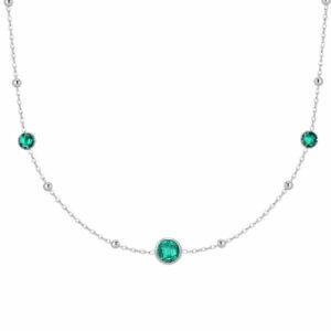 COLLANA DONNA IN ACCIAIO CON ZIRCONI VERDI