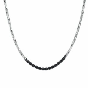 COLLANA UOMO IN ACCIAIO CON ELEMENTI CENTRALI IN IP NERO